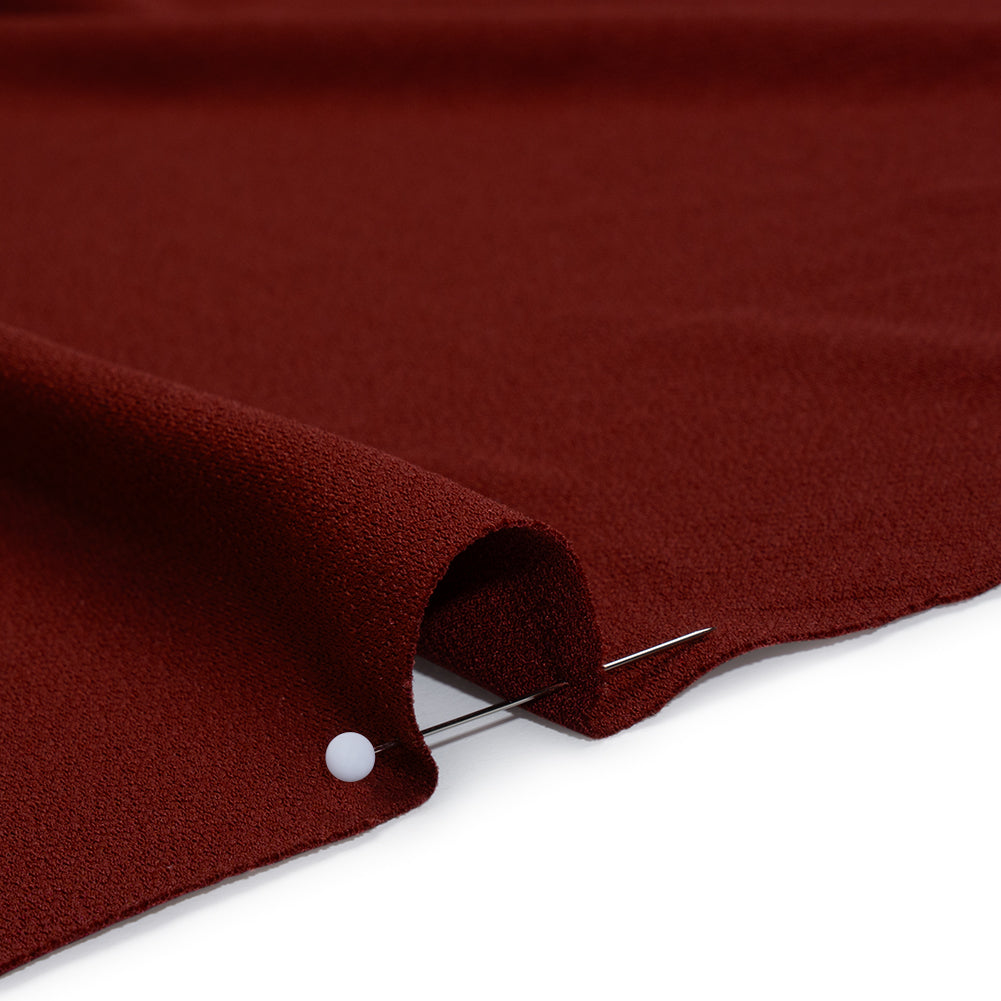 Stretch Polyester Crepe Knit - Wine Red - Designer Deadstock - Detail