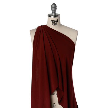 Stretch Polyester Crepe Knit - Wine Red - Designer Deadstock