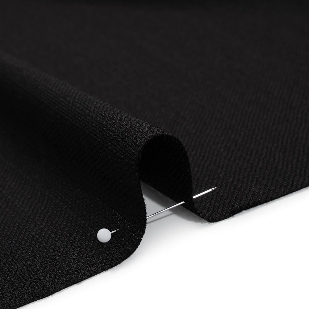 Linen-Look Stretch Polyester Woven - Black - Designer Deadstock - Detail