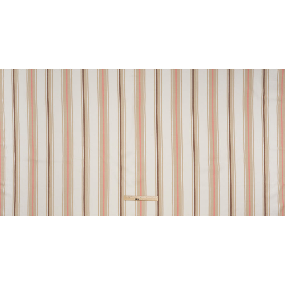 Stretch Lyocell Twill - Cream, Beige and Pink Stripes - Designer Deadstock - Full