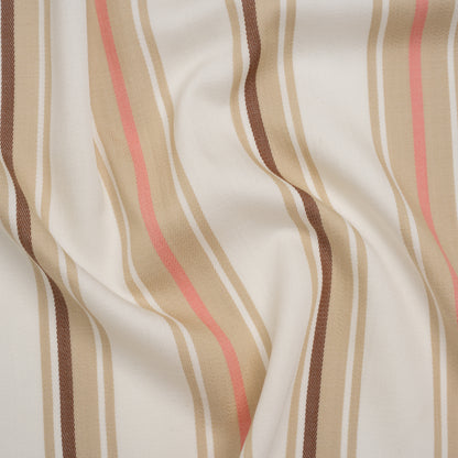 Stretch Lyocell Twill - Cream, Beige and Pink Stripes - Designer Deadstock
