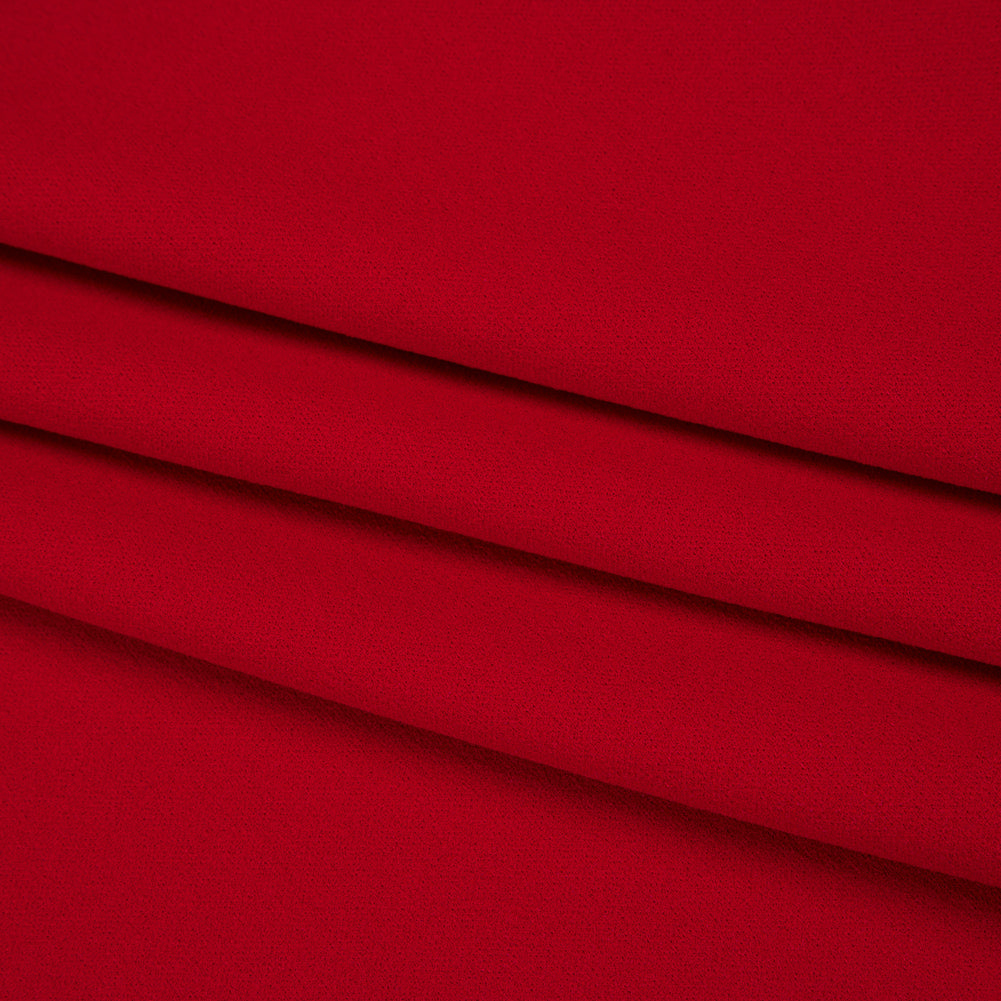 Stretch Polyester Crepe Double Knit - Tango Red - Designer Deadstock - Folded