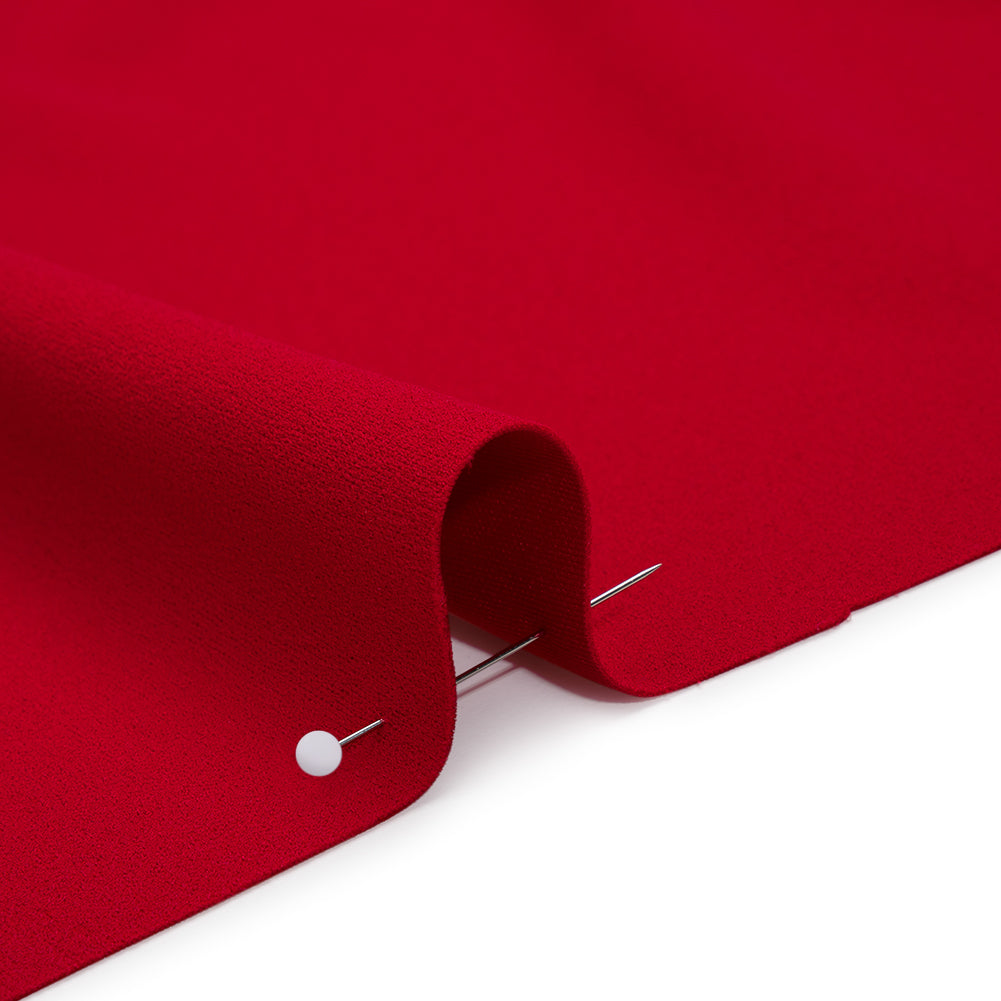 Stretch Polyester Crepe Double Knit - Tango Red - Designer Deadstock - Detail