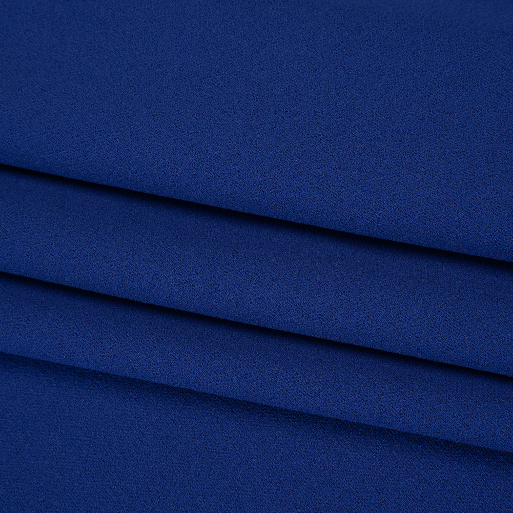 Stretch Polyester Crepe Double Knit - Electric Blue - Designer Deadstock Folded