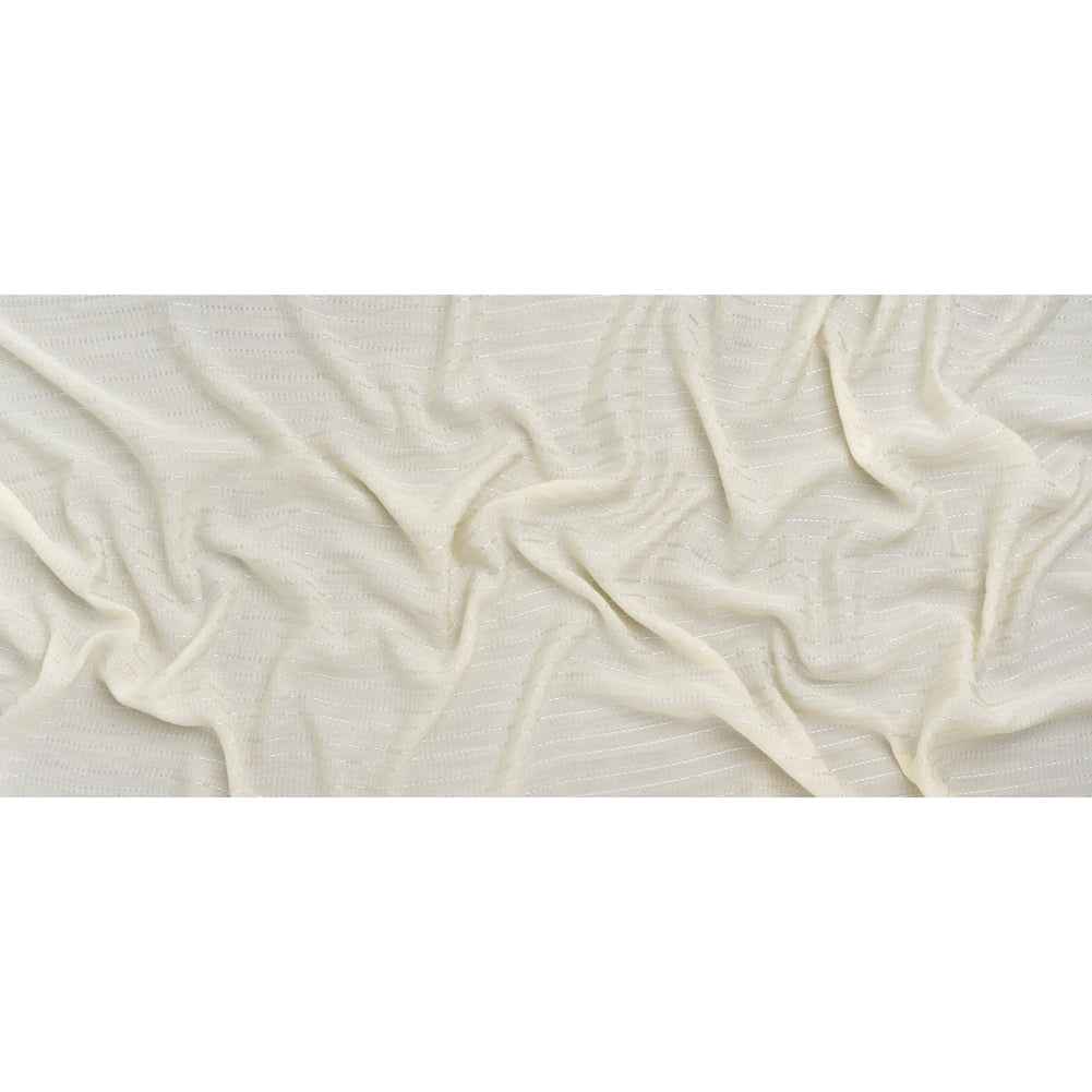 Rayon and Nylon Dobby - Ivory Luminous Stripes - Designer Deadstock - Full