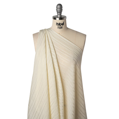 Rayon and Nylon Dobby - Ivory Luminous Stripes - Designer Deadstock