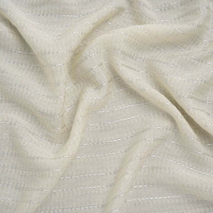 Rayon and Nylon Dobby - Ivory Luminous Stripes - Designer Deadstock
