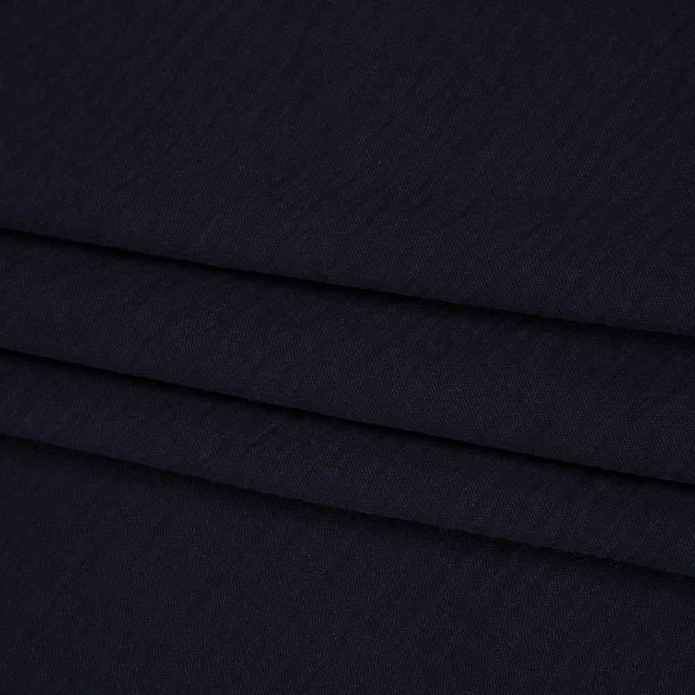 Crinkled Polyester Crepe - Navy Blue - Designer Deadstock - Folded
