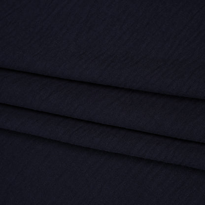 Crinkled Polyester Crepe - Navy Blue - Designer Deadstock