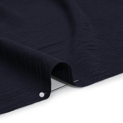 Crinkled Polyester Crepe - Navy Blue - Designer Deadstock
