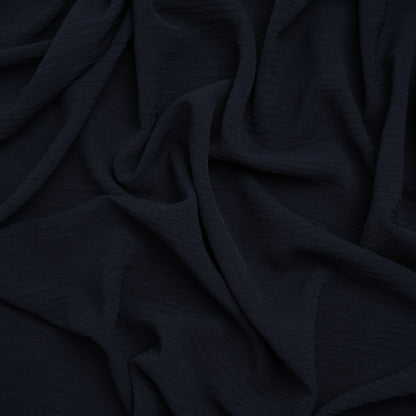 Crinkled Polyester Crepe - Navy Blue - Designer Deadstock
