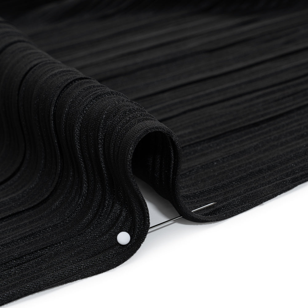 Polyester Plisse Knit - Black - Designer Deadstock - Detail