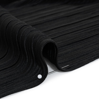 Polyester Plisse Knit - Black - Designer Deadstock