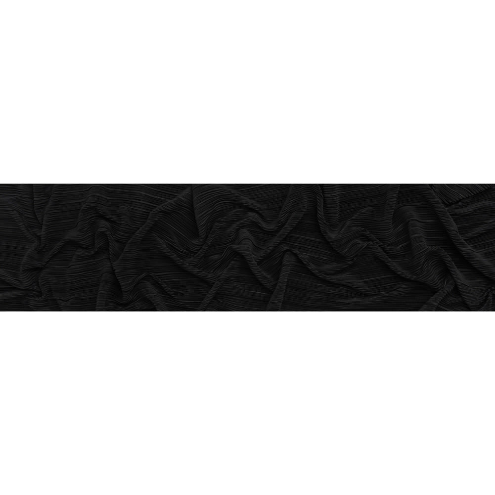 Polyester Plisse Knit - Black - Designer Deadstock - Full