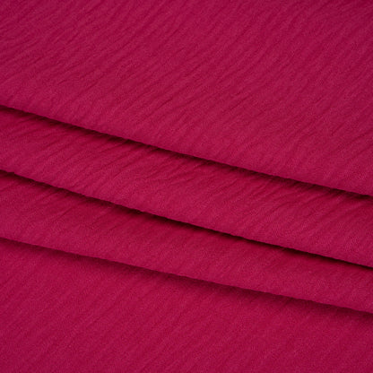 Crinkled Stretch Polyester Woven - Magenta - Designer Deadstock
