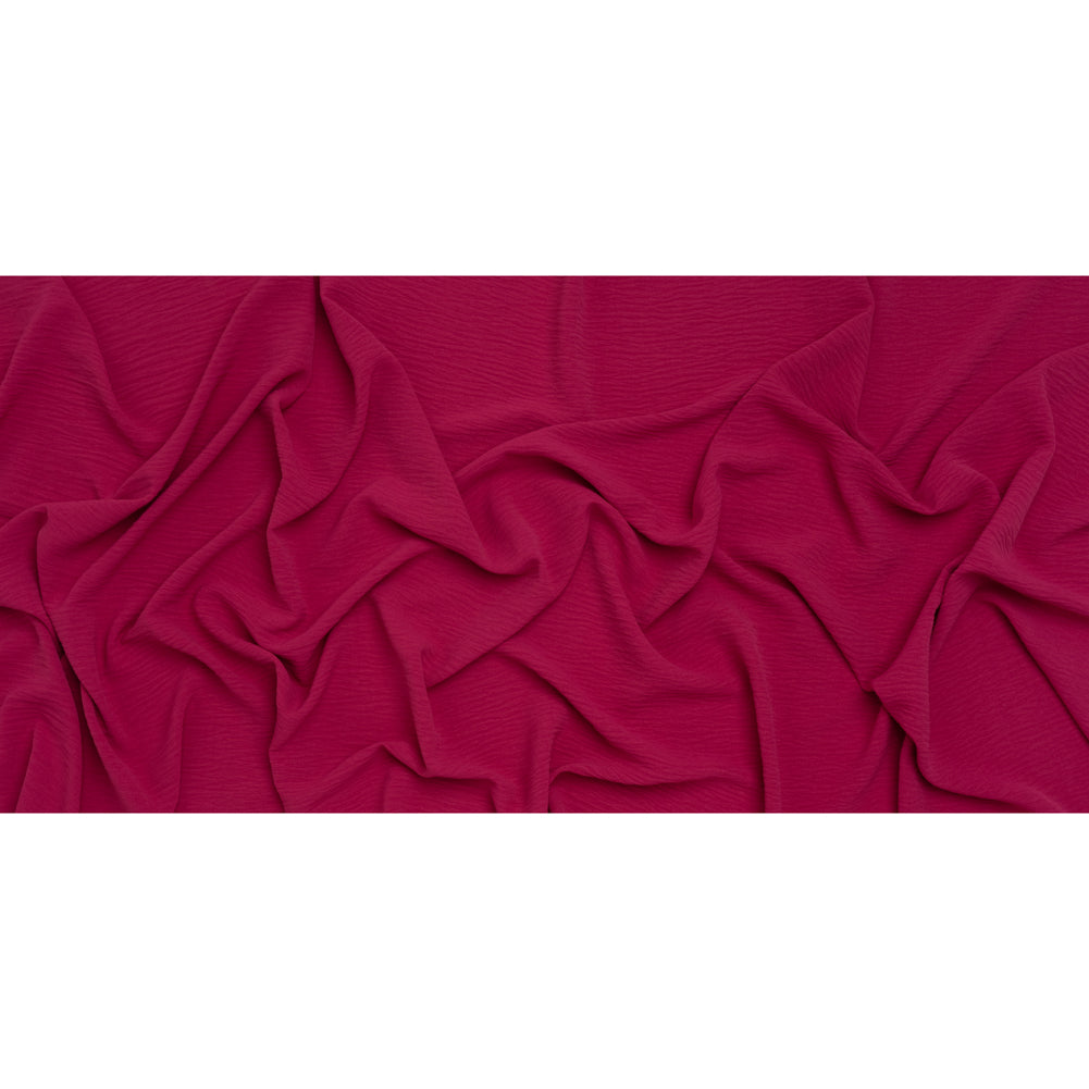 Crinkled Stretch Polyester Woven - Magenta - Designer Deadstock - Full