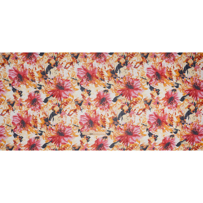 Polyester Chiffon Print - Goldenrod, Pink and Navy Painterly Florals - Designer Deadstock - Full