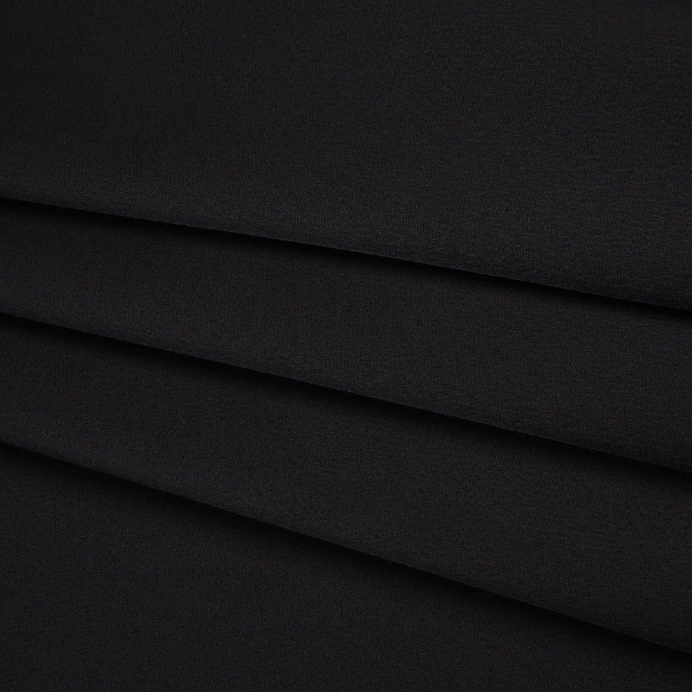Crepe Back Polyester Satin - Black - Designer Deadstock - Folded