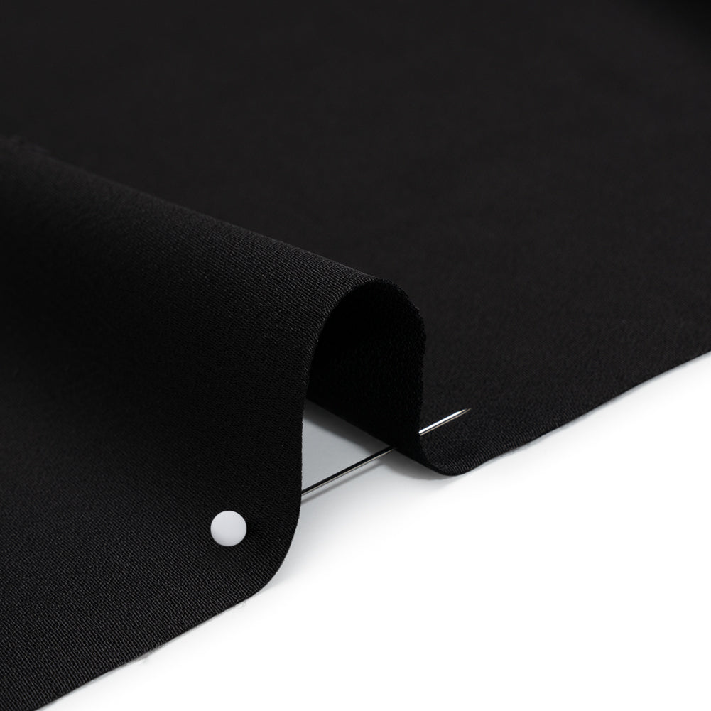 Crepe Back Polyester Satin - Black - Designer Deadstock - Detail
