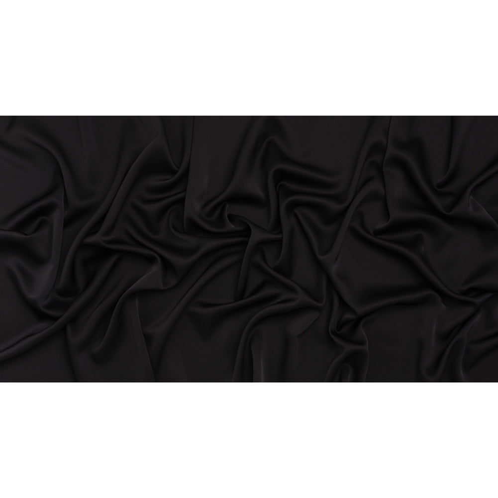 Crepe Back Polyester Satin - Black - Designer Deadstock - Full