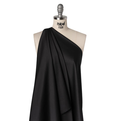 Crepe Back Polyester Satin - Black - Designer Deadstock