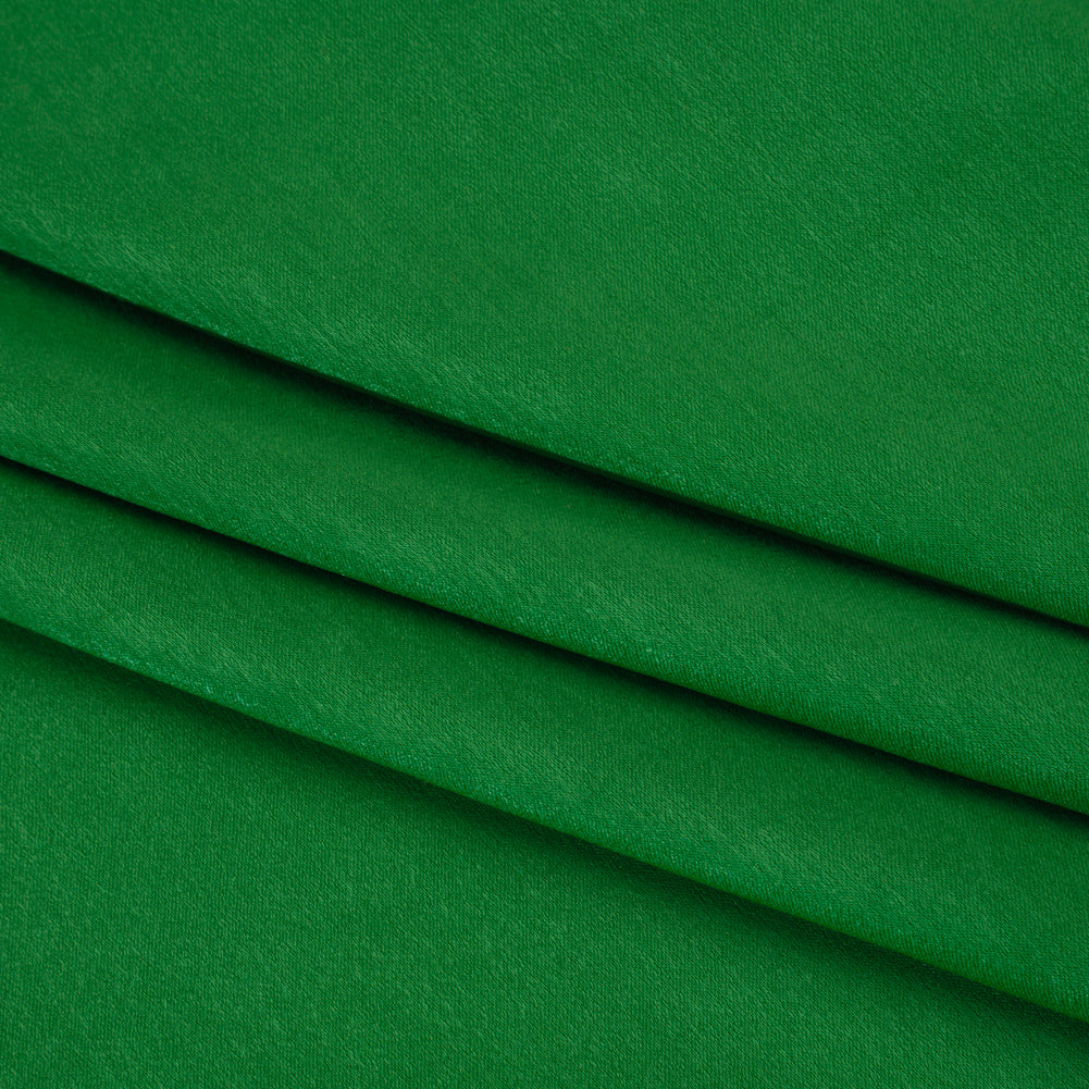 Polyester Crepe Back Satin - Kelly Green - Designer Deadstock - Folded