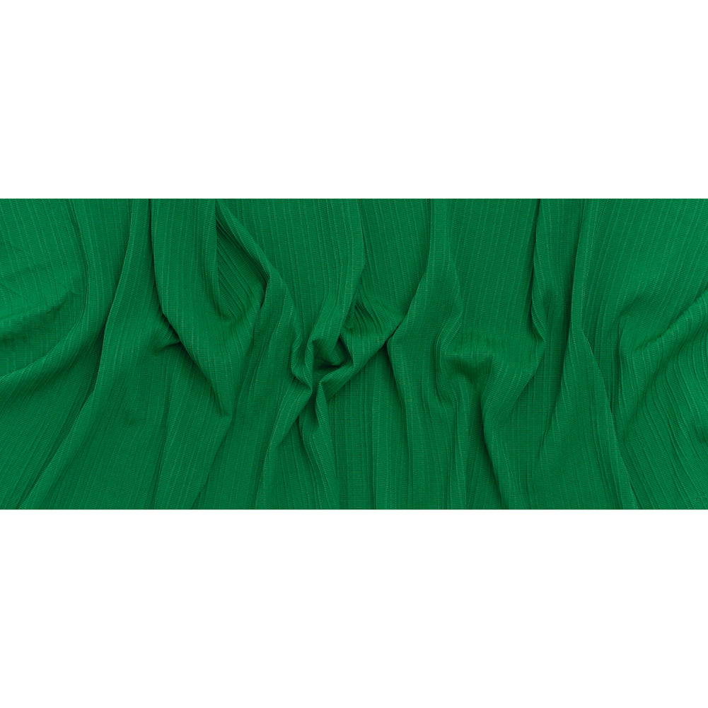 Textured Polyester and Rayon Woven with Faux Pintucks - Kelly Green Stripes - Designer Deadstock - Full