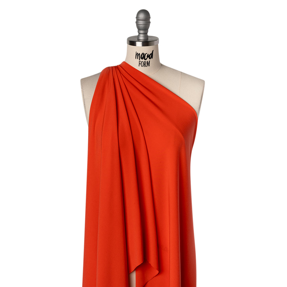 Stretch Polyester Tricot - Poppy Red - Designer Deadstock - Drape