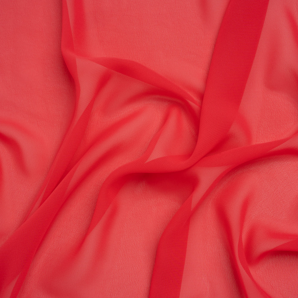 Polyester Chiffon - Teaberry Red - Designer Deadstock