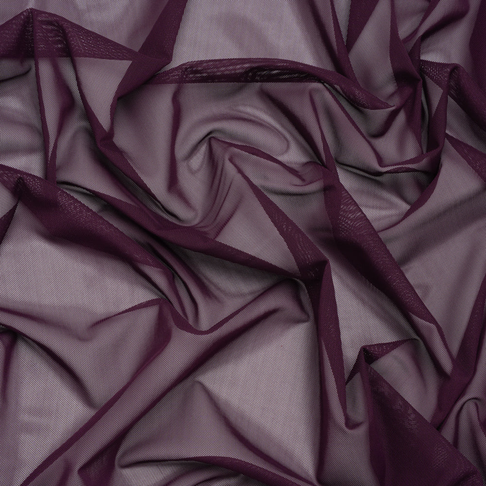 Stretch Polyester Mesh - Aubergine - Designer Deadstock