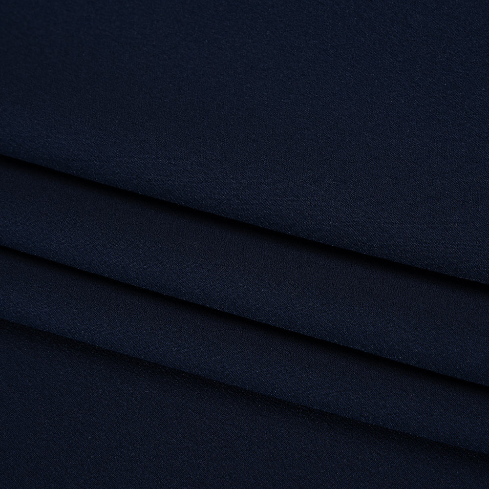 Polyester Crepe de Chine - Navy Blue - Designer Deadstock - Folded