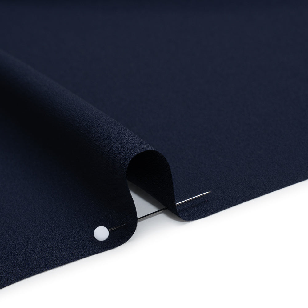 Polyester Crepe de Chine - Navy Blue - Designer Deadstock - Detail