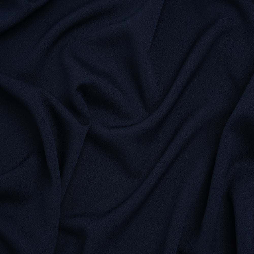 Polyester Crepe de Chine - Navy Blue - Designer Deadstock