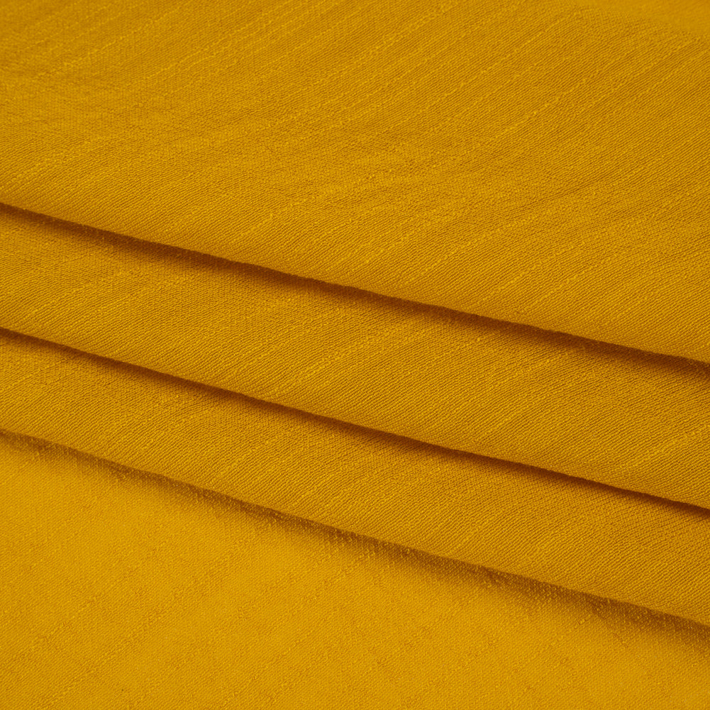 Textured Polyester and Rayon Gauzy Woven - Mustard - Designer Deadstock - Folded