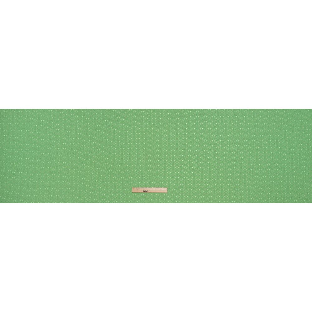 Stretch Polyester Eyelet Jersey - Absinthe Green Circles and Dots - Designer Deadstock - Full