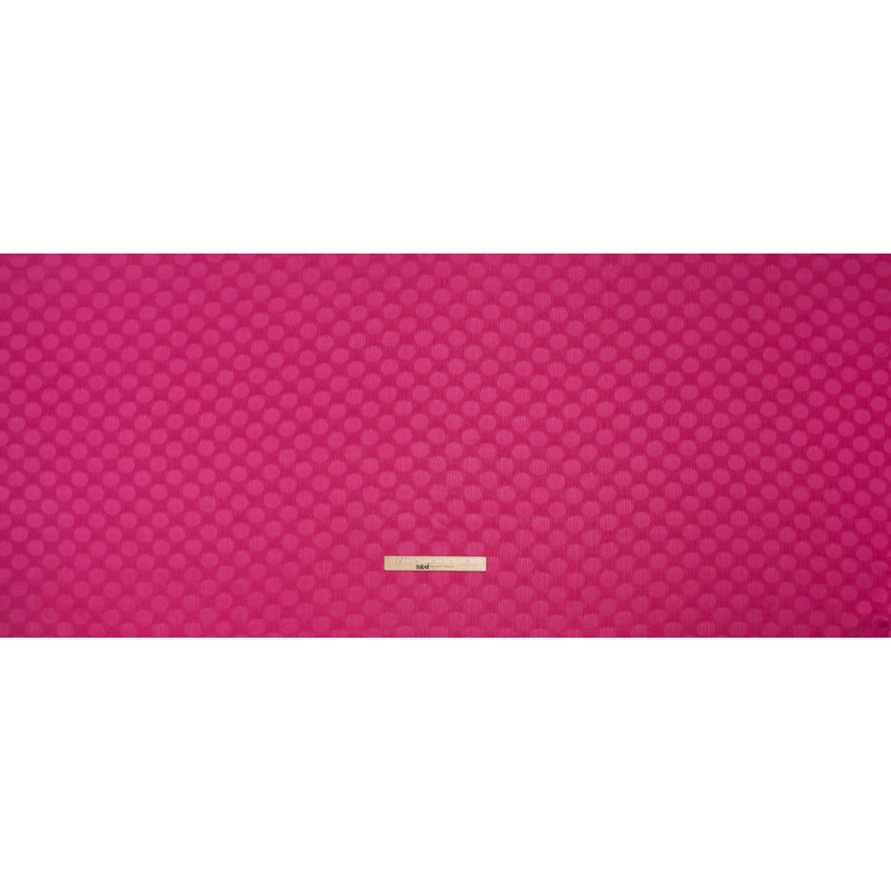 Crinkled Polyester Satin-Face Chiffon Jacquard - Fuchsia Polka Dots - Designer Deadstock - Full