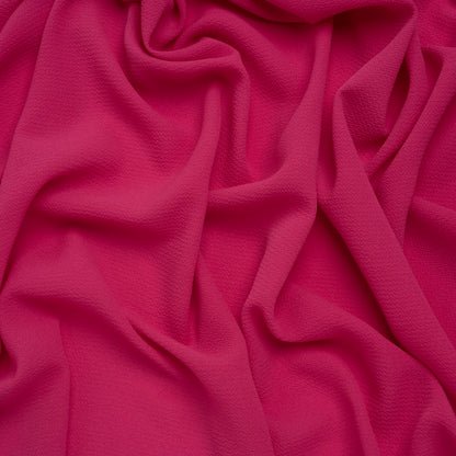 Puckered Stretch Polyester Crepe - Hot Pink - Designer Deadstock