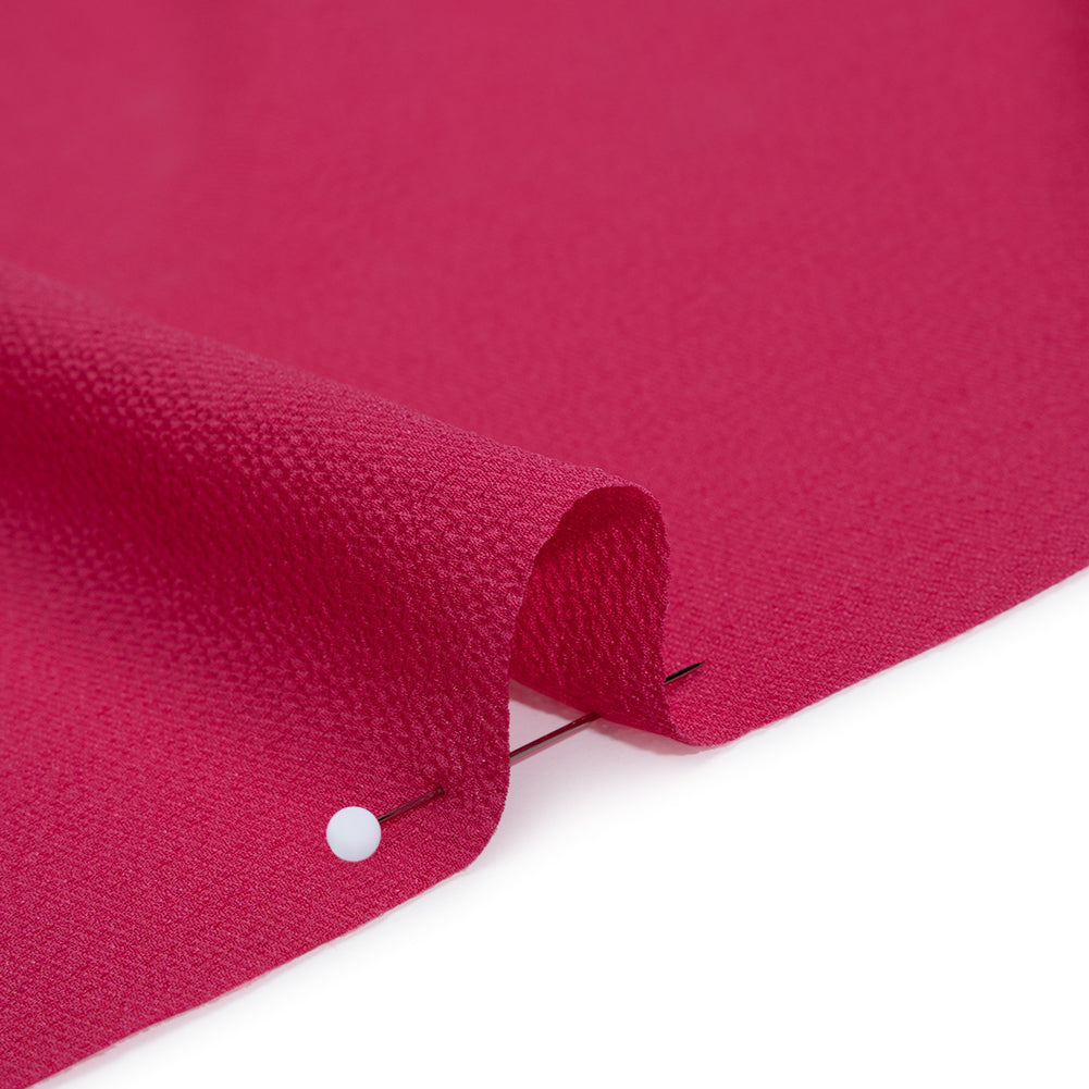 Stretch Puckered Polyester Crepe - Bubblegum Pink - Designer Deadstock - Detail