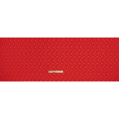 Stretch Polyester Eyelet Jersey - Coral Red Tiny Flower Vines - Designer Deadstock