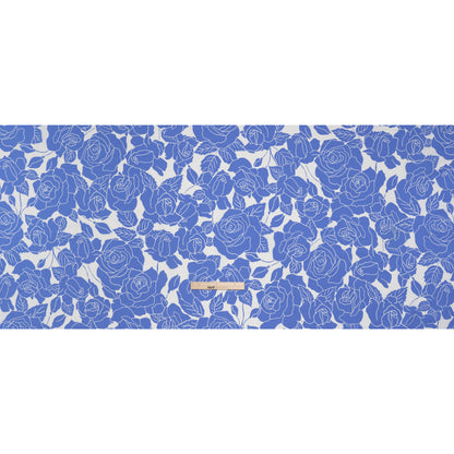 Stretch Cotton Shirting Print - French Blue and White Roses - Designer Deadstock
