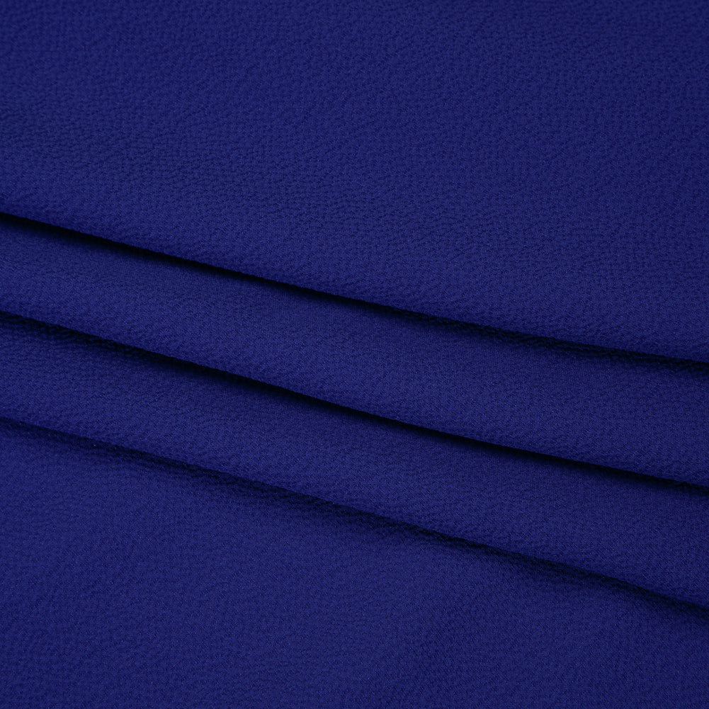 Stretch Puckered Polyester Crepe - Cobalt Blue - Designer Deadstock - Folded