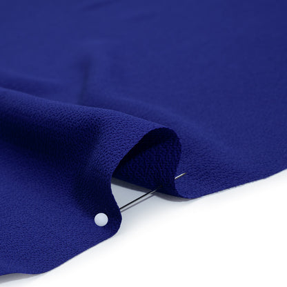 Stretch Puckered Polyester Crepe - Cobalt Blue - Designer Deadstock