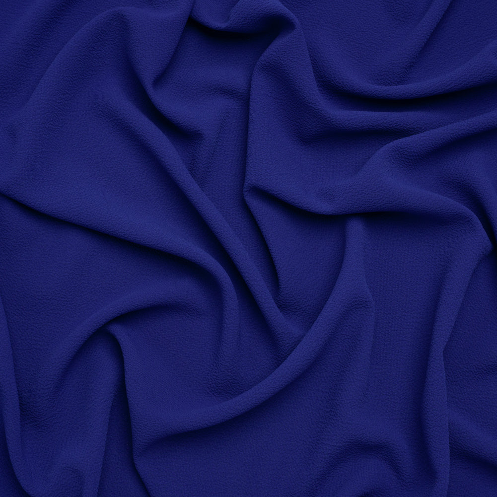 Stretch Puckered Polyester Crepe - Cobalt Blue - Designer Deadstock