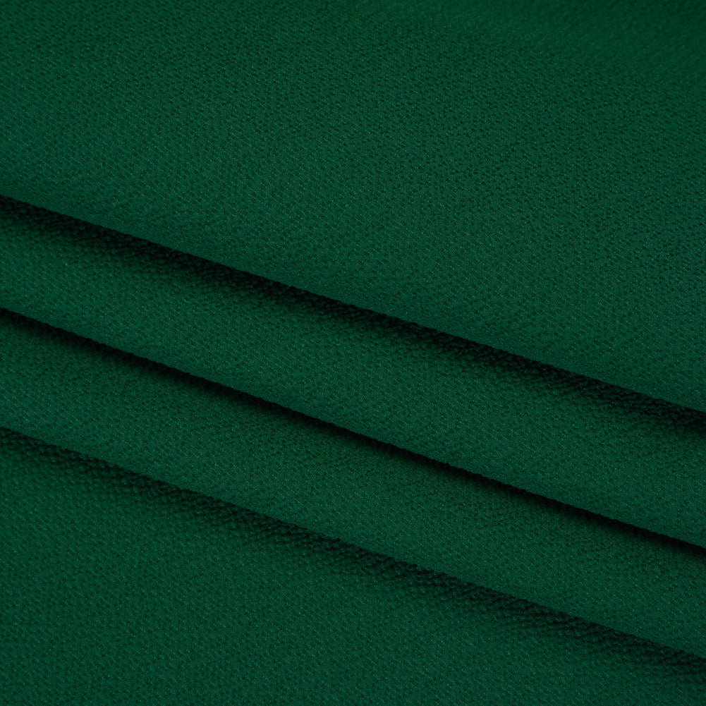 Puckered Stretch Polyester Crepe - Emerald Green - Designer Deadstock - Folded
