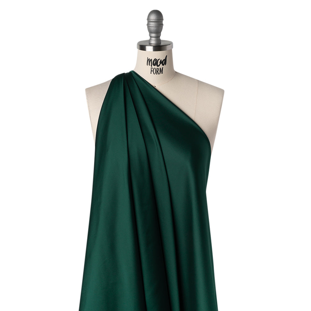 Stretch Polyester Charmeuse - Dark Teal - Designer Deadstock - Drape