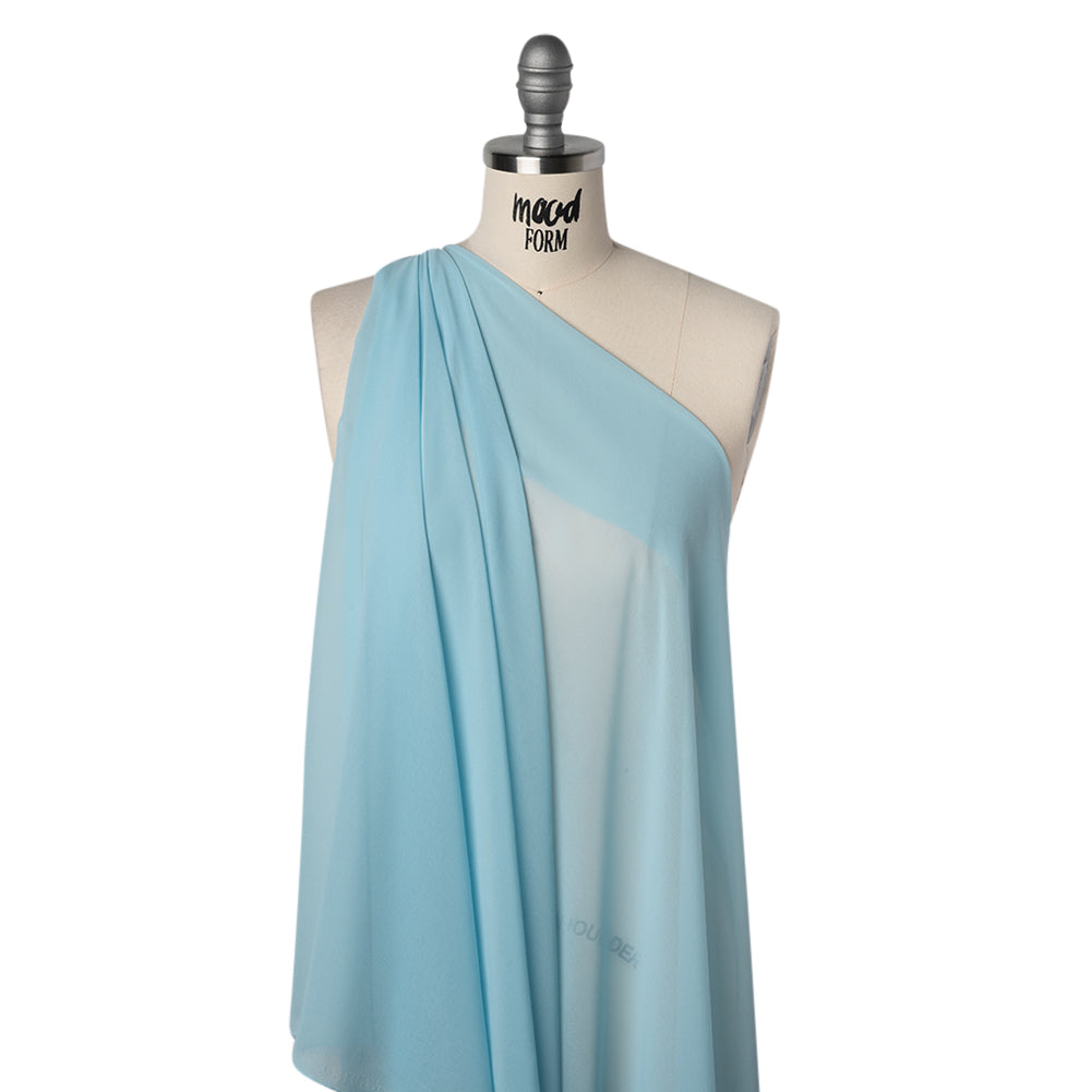 Polyester Chiffon - Sky Blue - Designer Deadstock - Drape