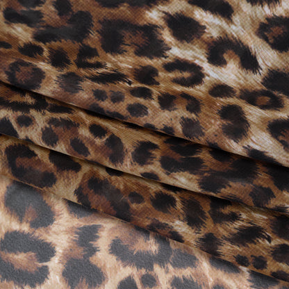 Polyester Chiffon Print - Brown and Black Leopard Spots - Designer Deadstock