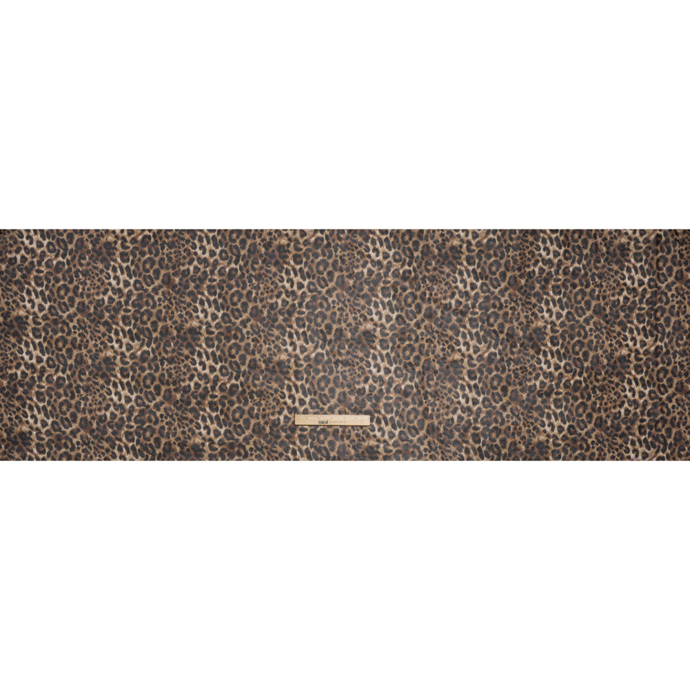 Polyester Chiffon Print - Brown and Black Leopard Spots - Designer Deadstock - Full