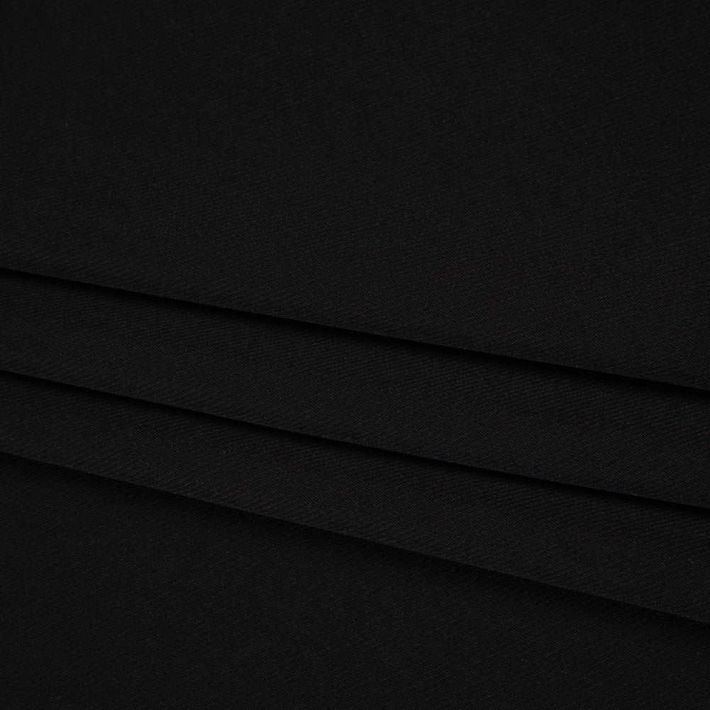 Fluid Polyester Twill - Black - Designer Deadstock - Folded