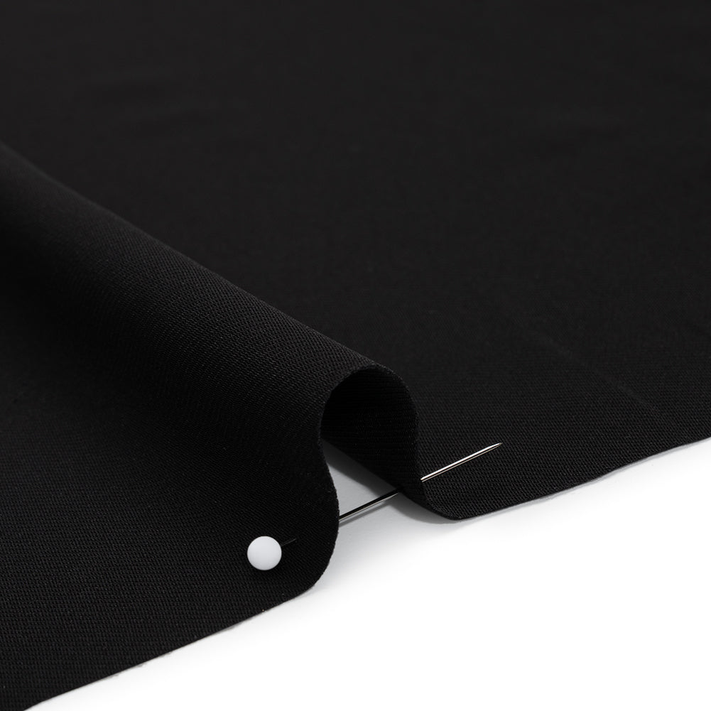 Fluid Polyester Twill - Black - Designer Deadstock - Detail